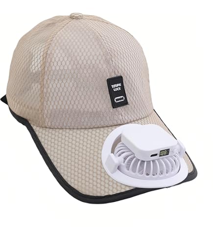 Adults Mesh Baseball Cap Fishing Beach Hats with Solar Fan, Summer